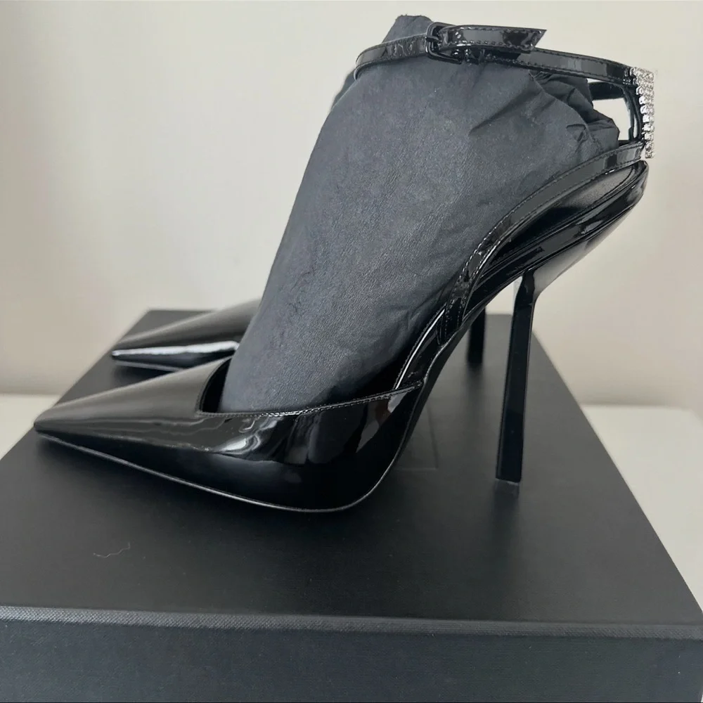 Saint Laurent Black Anouk Pumps In Patent Leather 38.5 - Picture 2 of 8